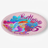 年齢の変更の名前Mermaid誕生日パーティーのパーソナライズ ペーパープレート (アングル)