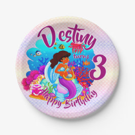 年齢の変更の名前Mermaid誕生日パーティーのパーソナライズ ペーパープレート