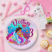 年齢の変更の名前Mermaid誕生日パーティーのパーソナライズ ペーパープレート (パーティー)