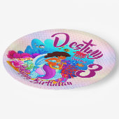 年齢の変更の名前Mermaid誕生日パーティーのパーソナライズ ペーパープレート (アングル)