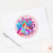 年齢の変更の名前Mermaid誕生日パーティーのパーソナライズ ラウンドシール (封筒)