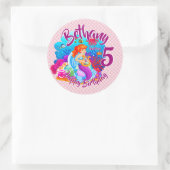 年齢の変更の名前Mermaid誕生日パーティーのパーソナライズ ラウンドシール (バッグ)