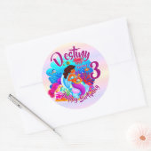 年齢の変更の名前Mermaid誕生日パーティーのパーソナライズ ラウンドシール (封筒)