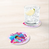 年齢の変更の名前Mermaid誕生日パーティーのパーソナライズ ラウンドペーパーコースター (インサイチュ)