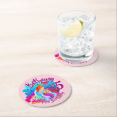 年齢の変更の名前Mermaid誕生日パーティーのパーソナライズ ラウンドペーパーコースター (インサイチュ)