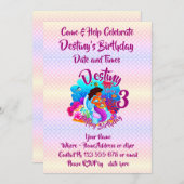 年齢の変更の名前Mermaid誕生日パーティーのパーソナライズ 招待状 (正面/裏面)