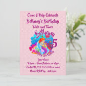 年齢の変更の名前Mermaid誕生日パーティーのパーソナライズ 招待状 (スタンド正面)
