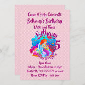 年齢の変更の名前Mermaid誕生日パーティーのパーソナライズ 招待状 (正面/裏面)
