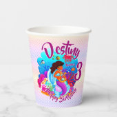 年齢の変更の名前Mermaid誕生日パーティーのパーソナライズ 紙コップ (裏面)