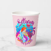 年齢の変更の名前Mermaid誕生日パーティーのパーソナライズ 紙コップ (裏面)
