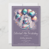 年齢の天の神秘的な宇宙誕生日 招待状 (正面)