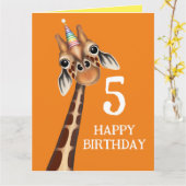 年齢の子供の誕生日カード – Giraffe カード (黄色い花)