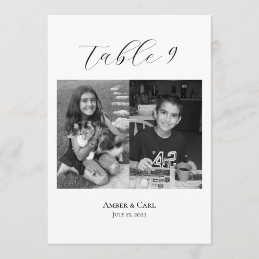 年齢の幼少期の写真結婚のテーブルカード番号 プログラム (正面)