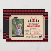 年齢の樵の誕生日の招待の点検の招待 招待状 (正面/裏面)