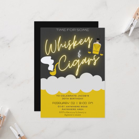 年齢の男の誕生日 招待状 (正面/裏面インサイチュ)