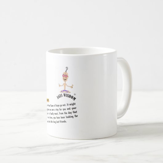 年齢の知恵は「楽観主義」の漫画の真実前向き コーヒーマグカップ (正面右)