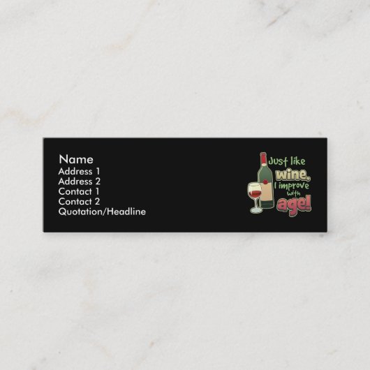 年齢の細いプロフィールカードと改良して下さい スキニー名刺 (正面)