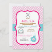 年齢の誕生会の女の子の招待を焼くベーカリー 招待状 (正面)