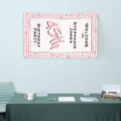 年齢の誕生会-淡いピンクまたは白のストライプ 横断幕 (トレードショー)