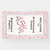 年齢の誕生会-淡いピンクまたは白のストライプ 横断幕 (横)