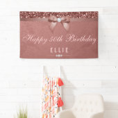 年齢の誕生日のばら色の金ゴールドのダイヤモンドの弓グリッター 横断幕 (インサイチュ)