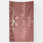 年齢の誕生日のばら色の金ゴールドのダイヤモンドの弓グリッター 横断幕 (縦)