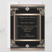 年齢の誕生日パーティーアールデコブラックコーヒーの追加 招待状 (裏面)