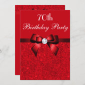 年齢の誕生日パーティー赤いセクフェイクションレッドボウ 招待状 (正面/裏面)