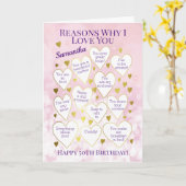 年齢の誕生日理由なぜ私はあなたをピンクに愛している カード (黄色い花)