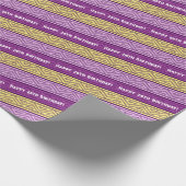年齢の追加ハッピーバースデーケルトストライプク紫色 ラッピングペーパー (角)