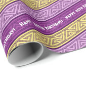 年齢の追加ハッピーバースデーケルトストライプク紫色 ラッピングペーパー (ロールコーナー)