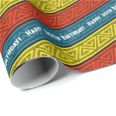 年齢の追加ハッピーバースデーケルトストライプック赤青 ラッピングペーパー (ロールコーナー)