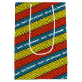 年齢の追加ハッピーバースデー赤青ケルトストライプ ミディアムペーパーバッグ (裏面)