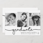 年齢の進行、モダンな卒業の発表 案内状 (正面/裏面)