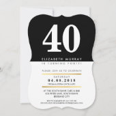 年齢はっきりした数クールフェイク金ゴールド箔40th 40招待状 招待状 (正面)