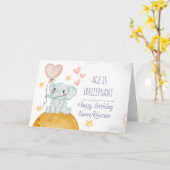年齢は未練にかわいい象おもしろい誕生日 カード (黄色い花)