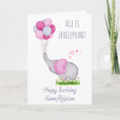 年齢は未練にかわいい象おもしろい誕生日 カード (正面)