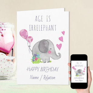 年齢は未練にかわいい象おもしろい誕生日 カード