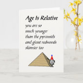 年齢は相対的 - 面白い誕生日詩 カード (黄色い花)