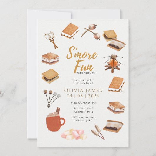 年齢より多くのおもしろい友達キャンプ誕生日 招待状 (正面)