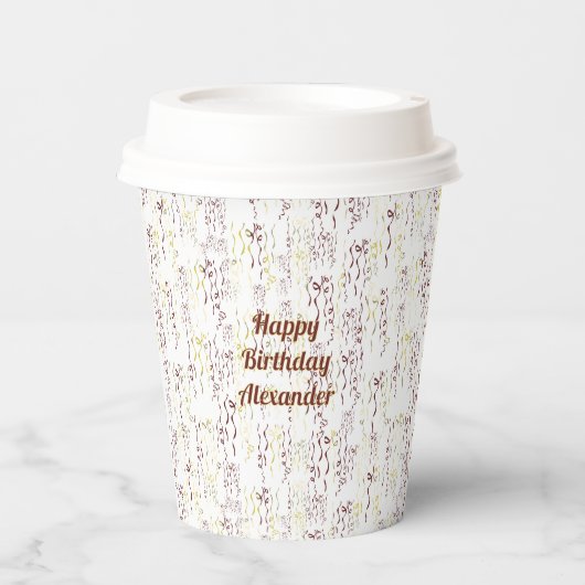 年齢を問わない誕生日お祝いリボンパターン 紙コップ (正面)