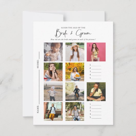 年齢を推測する |フォトブライダルシャワーゲーム 招待状 (正面)