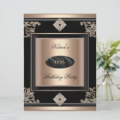 年齢を追加したアートデコの誕生日パーティー ブラックコーヒー 招待状 (スタンド正面)