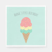 年齢アイスパーソナライズされたクリーム誕生日ナプキン スタンダードランチョンナプキン (正面)