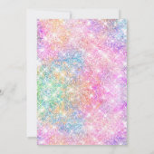 年齢エレガント虹色ユニコーン虹色グリッター 招待状 (裏面)