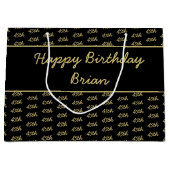 年齢オフセット番号パターン – 黒/金ゴールド ラージペーパーバッグ (正面)