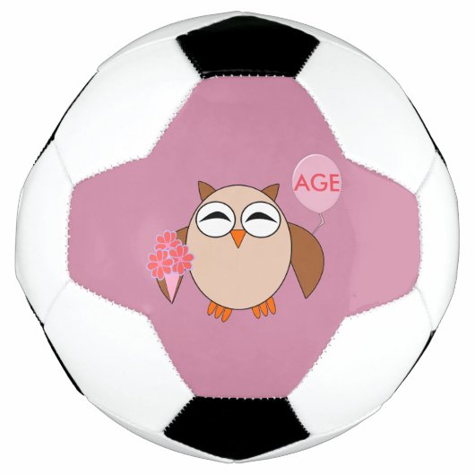 年齢カスタム誕生日フクロウサッカーボール サッカーボール (正面)