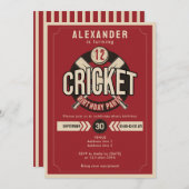 年齢クリケットボールゲームマッチ誕生日パーティー 招待状 (正面/裏面)