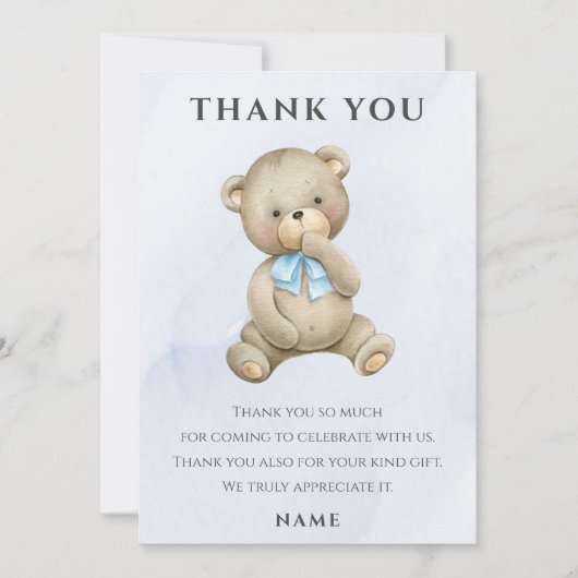 年齢テディベア少年の誕生日 サンキューカード (正面)