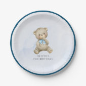 年齢テディベア少年の誕生日 ペーパープレート (正面)